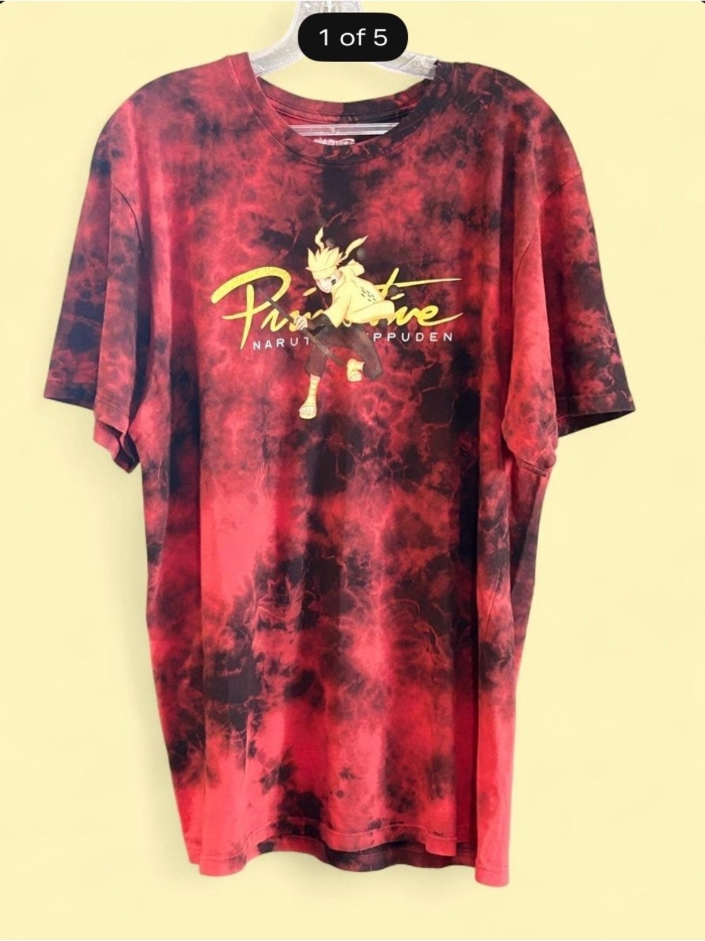 Y2K primitive Naruto Shippuden Red Tie-Dye Graphic Tee size Large
